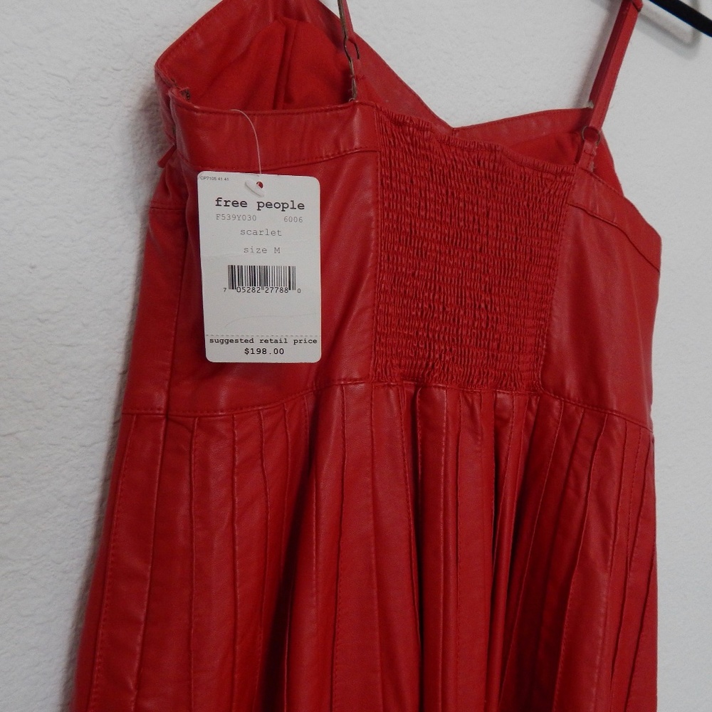 Free People Red Faux Leather Dress NWT - Picture 6 of 8